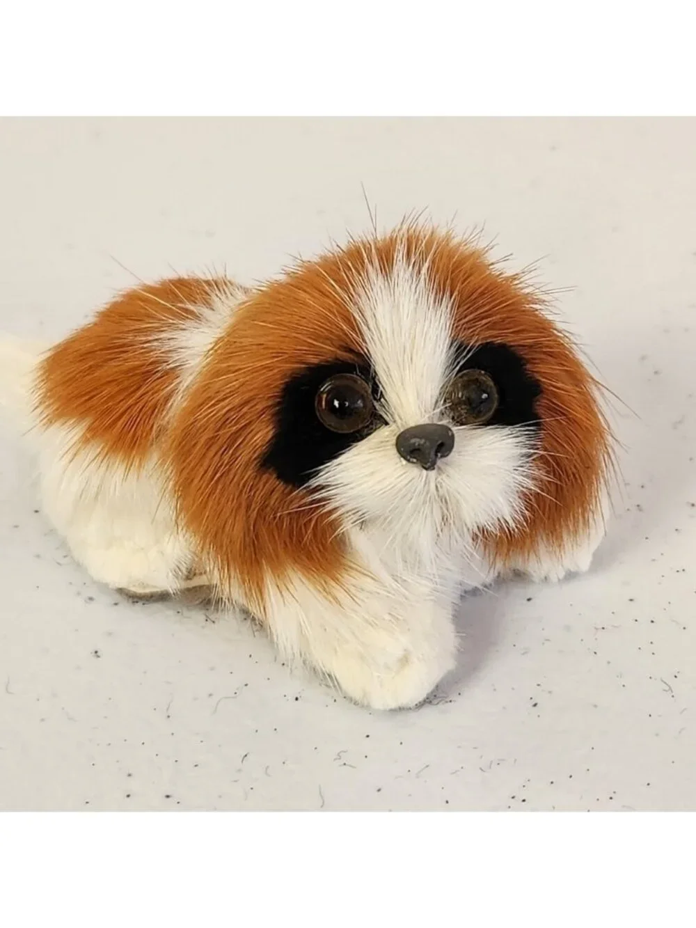 Adorable Real Fur Realistic Dog Figurine Figure Shih Tzu Pekingese Collectible